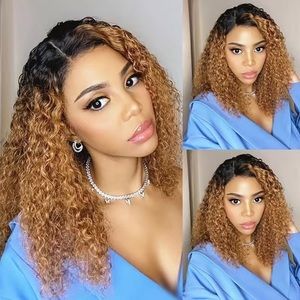 Ombré (1B/27) T Part 13x4x1 Lace Frontal Brazilian Human Hair Deep Wave Wig